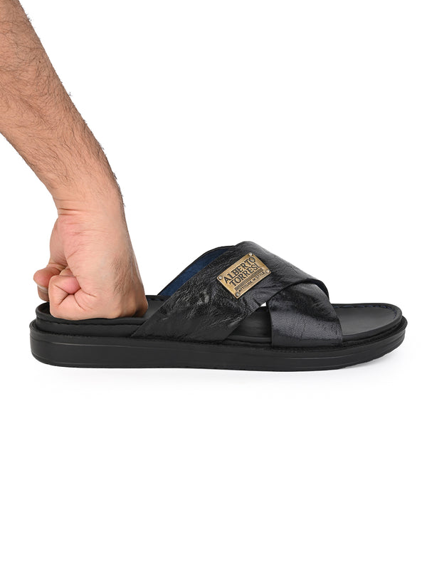alberto torresi Alberto Torresi Barleta Black Leather Men Slippers alberto torresi Alberto Torresi Barleta Black Leather Men Slippers