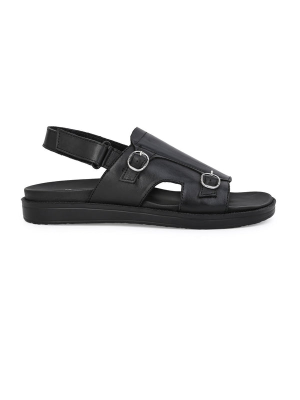 Alberto Torresi Alberto Torresi Black Genuine Leather Slingback Sandals For Men