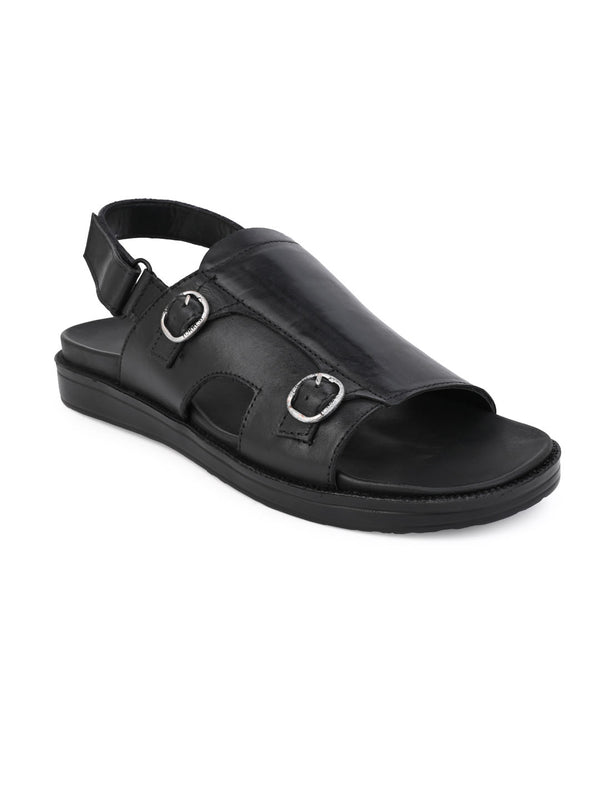 Alberto Torresi Alberto Torresi Black Genuine Leather Slingback Sandals For Men
