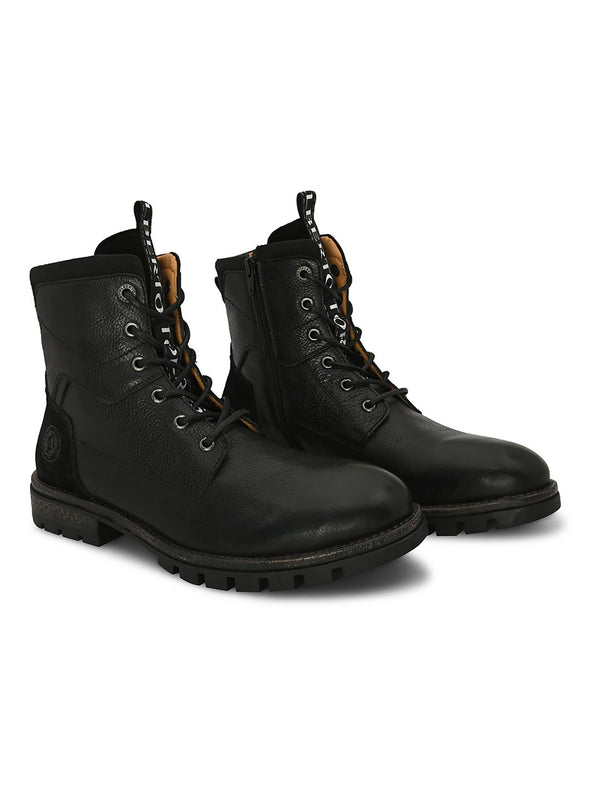 Alberto Torresi Black Leather Lace Up Boots