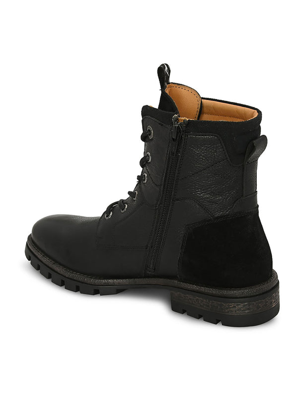 Alberto Torresi Black Leather Lace Up Boots