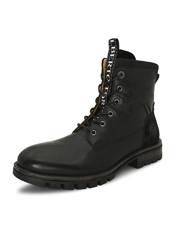 Alberto Torresi Black Leather Lace Up Boots