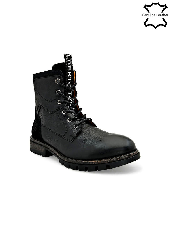 alberto torresi Black Leather Lace Up Boots