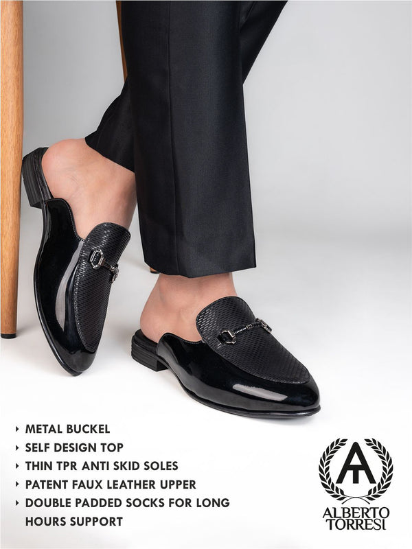 Alberto Torresi Alberto Torresi Black Patent Mule With Metal Accent