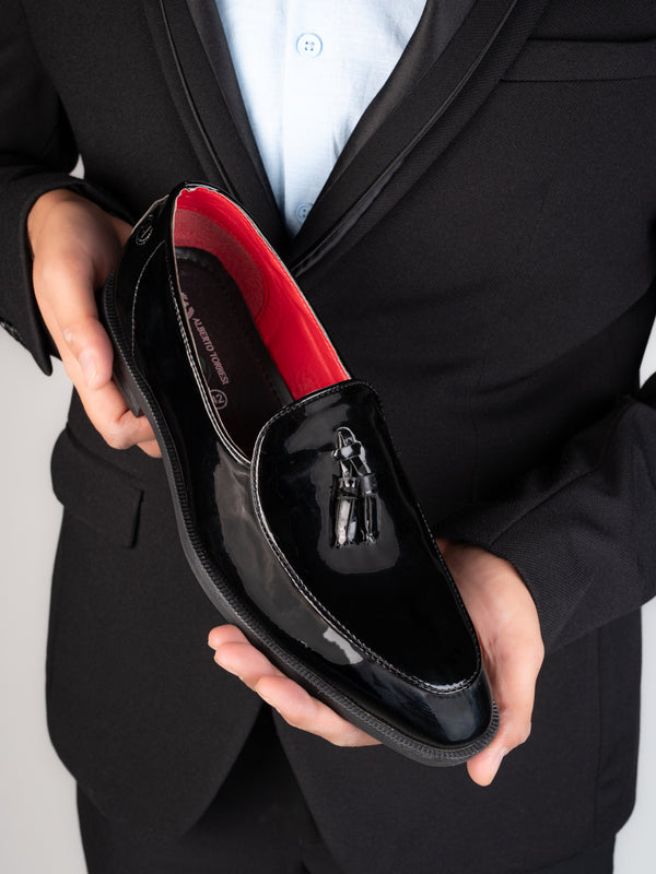 alberto torresi Alberto Torresi Black Patent Tassel Loaffer alberto torresi Alberto Torresi Black Patent Tassel Loaffer