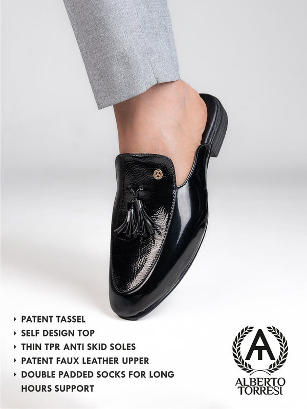 Alberto Torresi Alberto Torresi Black Tassel Patent Mule