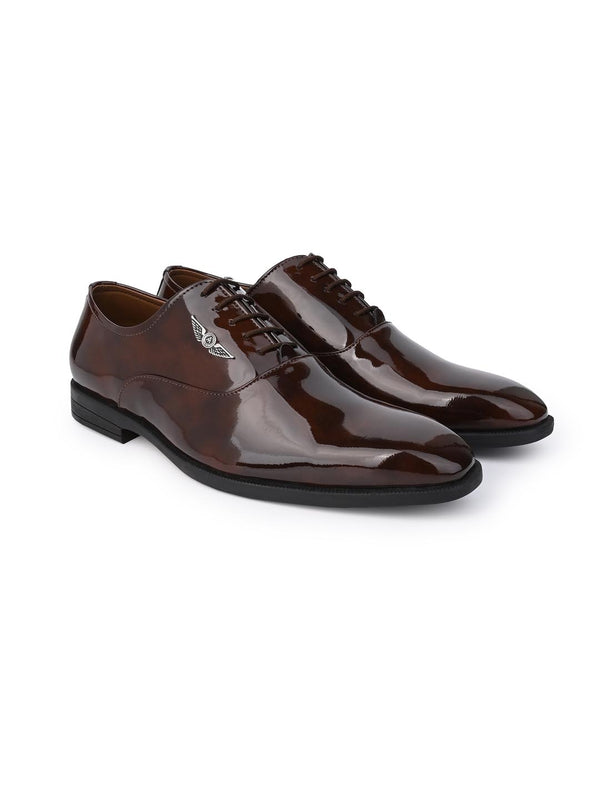 Alberto Torresi Alberto Torresi Brown Patent Lace Up Formal Shoes