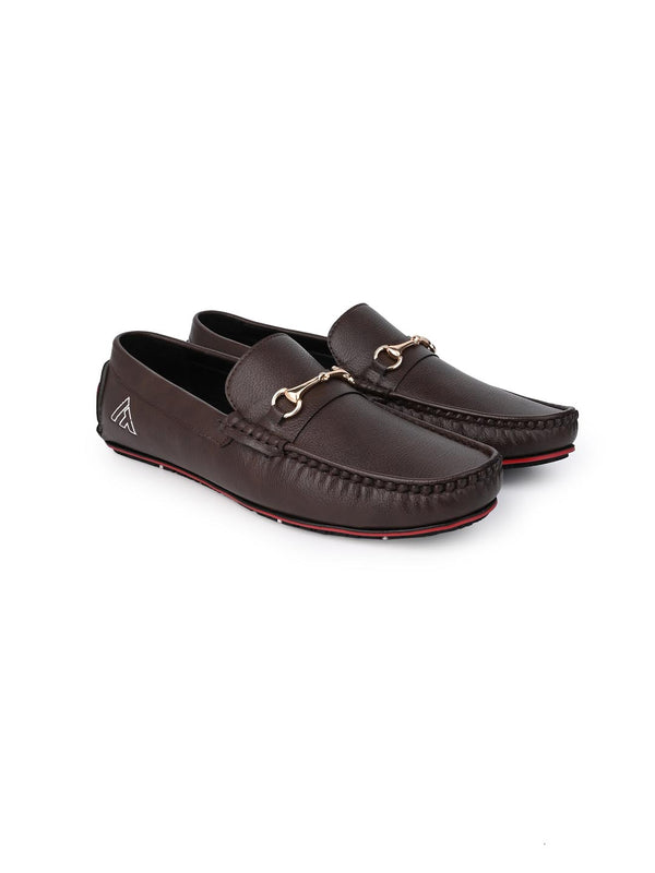 Alberto Torresi Alberto Torresi Brown Round Toe Loafers With Metal Accent