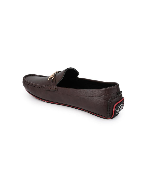 Alberto Torresi Alberto Torresi Brown Round Toe Loafers With Metal Accent