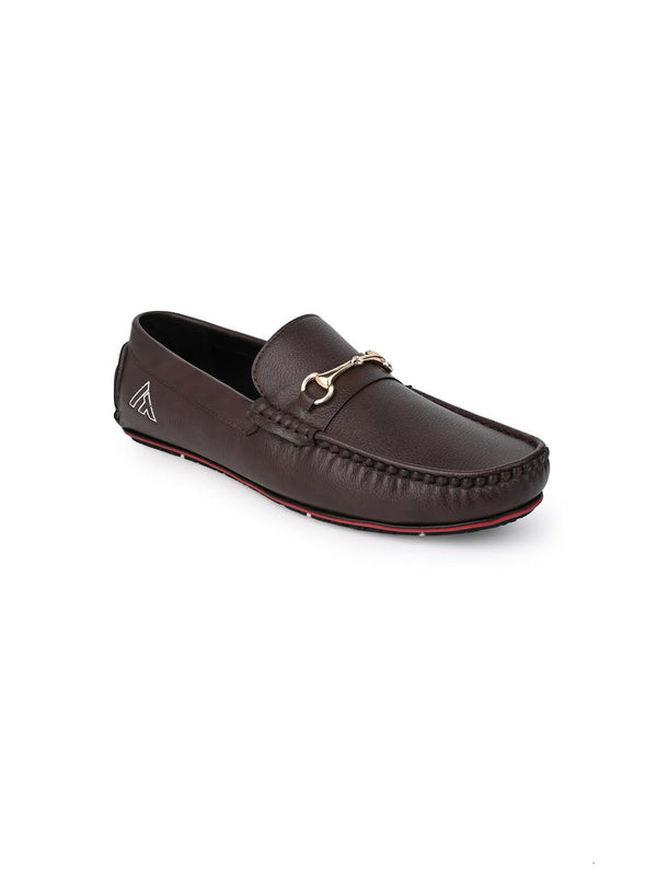 Alberto Torresi Alberto Torresi Brown Round Toe Loafers With Metal Accent