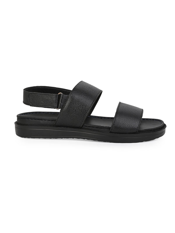 Alberto Torresi Alberto Torresi Deriko Black Genuine Leather Slingl Back Sandals For Men