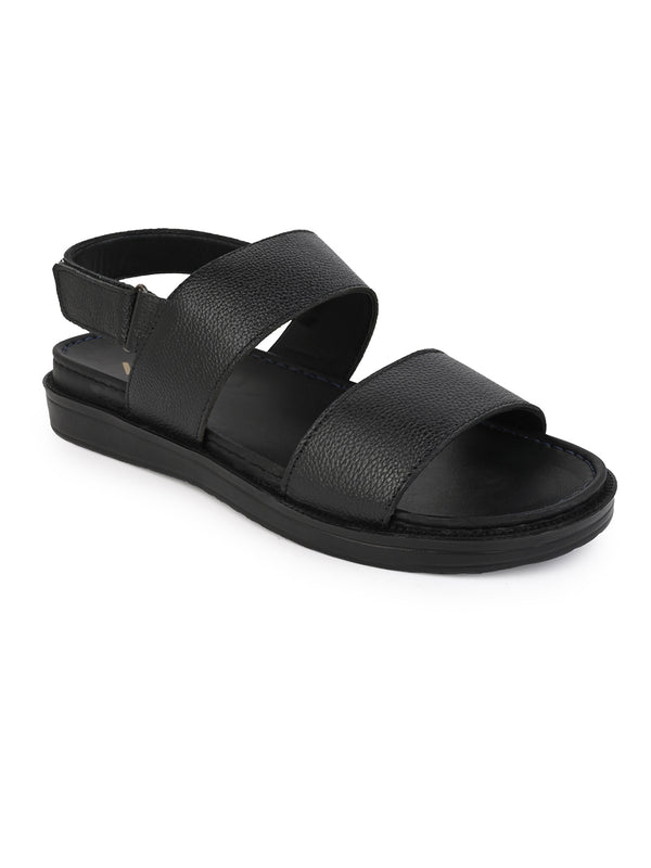 Alberto Torresi Alberto Torresi Deriko Black Genuine Leather Slingl Back Sandals For Men