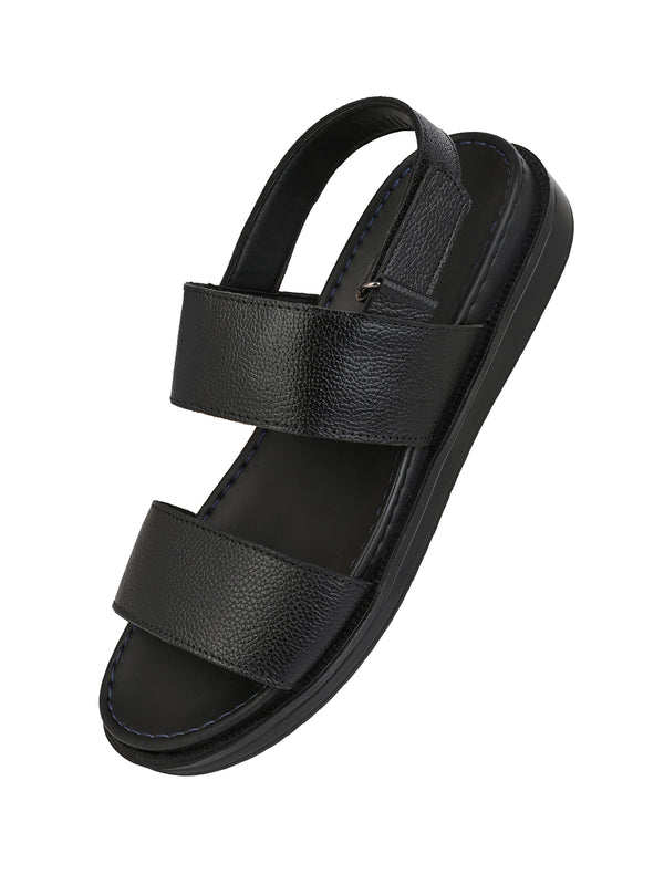 Alberto Torresi Alberto Torresi Deriko Black Genuine Leather Slingl Back Sandals For Men