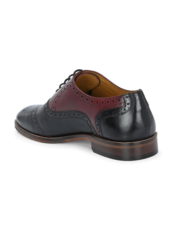 Alberto Torresi Alberto Torresi Genuine Leather Black Bordo Brogue Formal Lace Ups