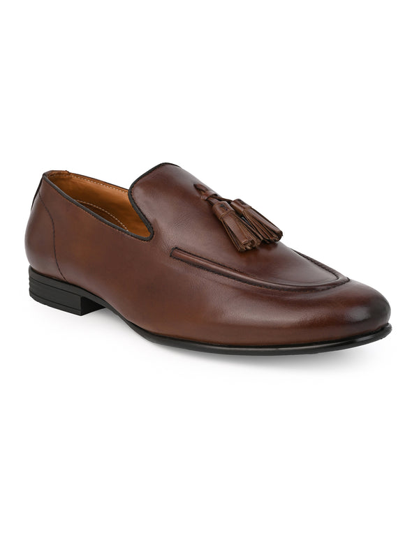 Alberto Torresi Alberto Torresi Genuine Leather Black Tassel Loafers For Men