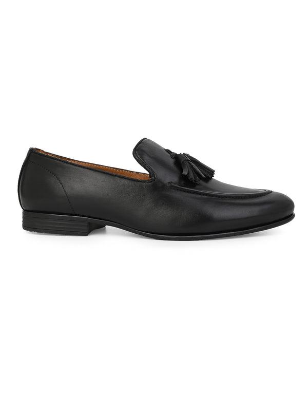 Alberto Torresi Alberto Torresi Genuine Leather Black Tassel Loafers For Men