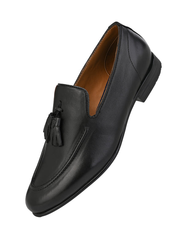 Alberto Torresi Alberto Torresi Genuine Leather Black Tassel Loafers For Men