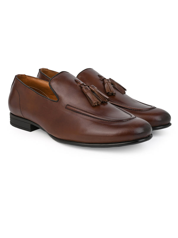 Alberto Torresi Alberto Torresi Genuine Leather Black Tassel Loafers For Men