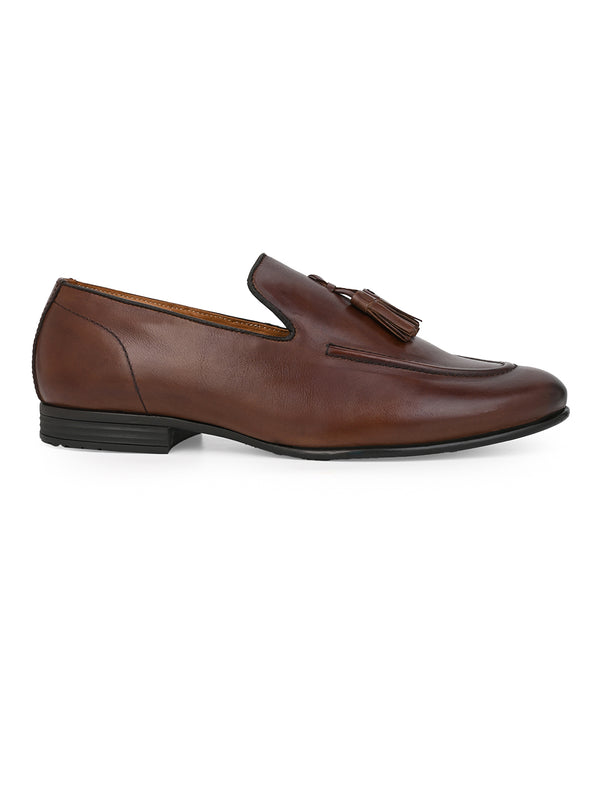 Alberto Torresi Alberto Torresi Genuine Leather Black Tassel Loafers For Men
