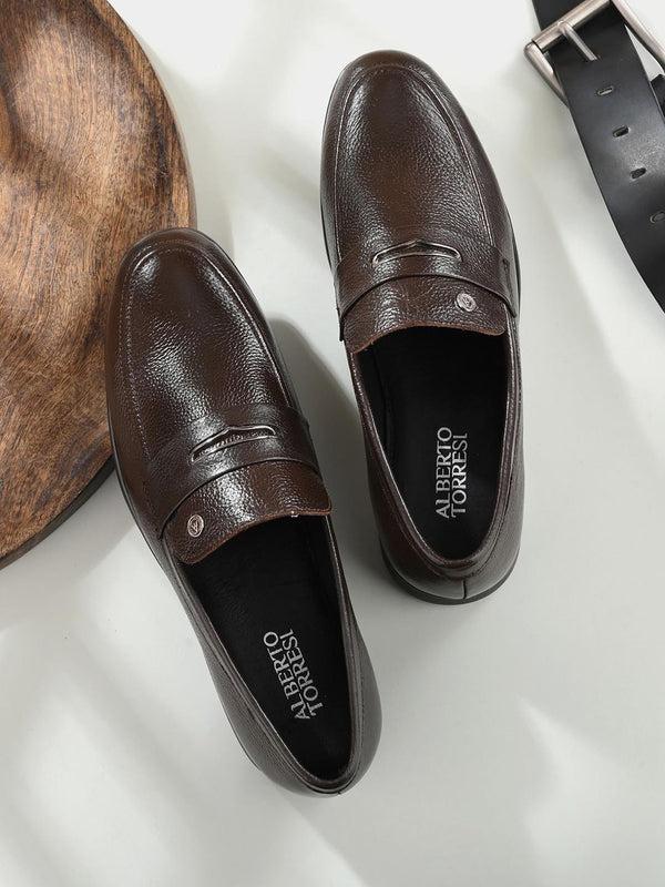 alberto torresi Alberto Torresi Genuine Leather Brown Slipon Formal Shoes For Men