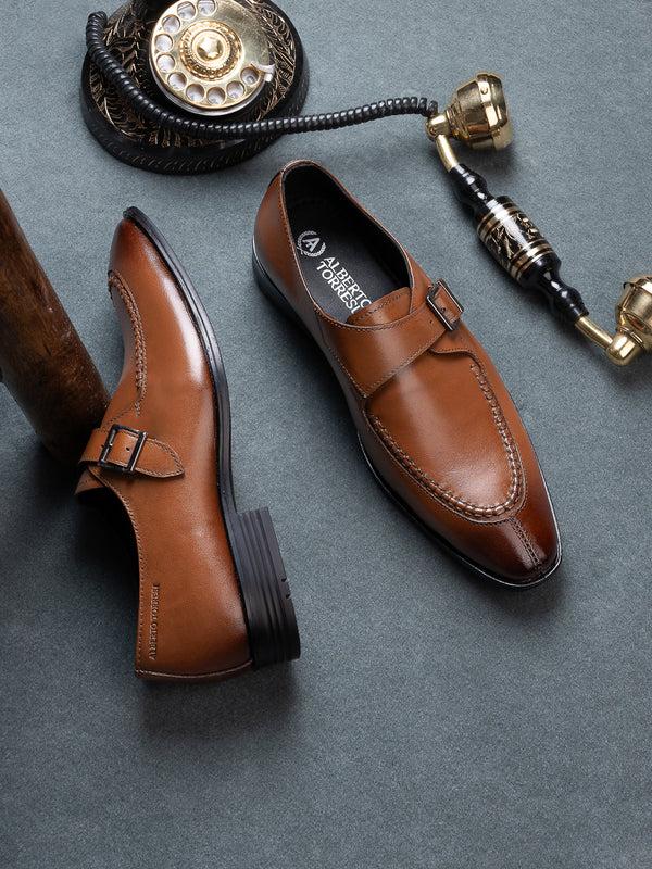 alberto torresi Alberto Torresi Genuine Leather Monk Shoes Dark Brown