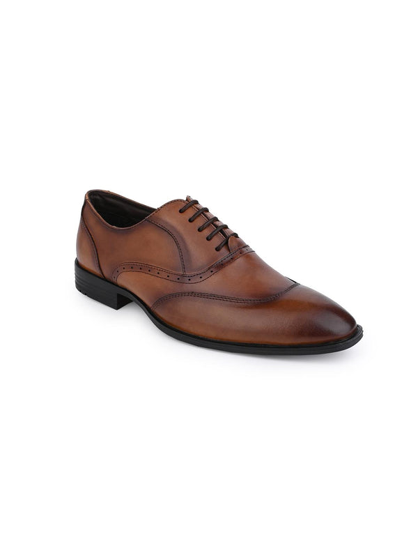 Alberto Torresi Alberto Torresi Genuine Leather Tan Laceup Formal Shoes Oxford For Men