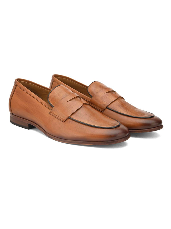 Alberto Torresi Alberto Torresi Genuine Leather Tan Loafers For Men