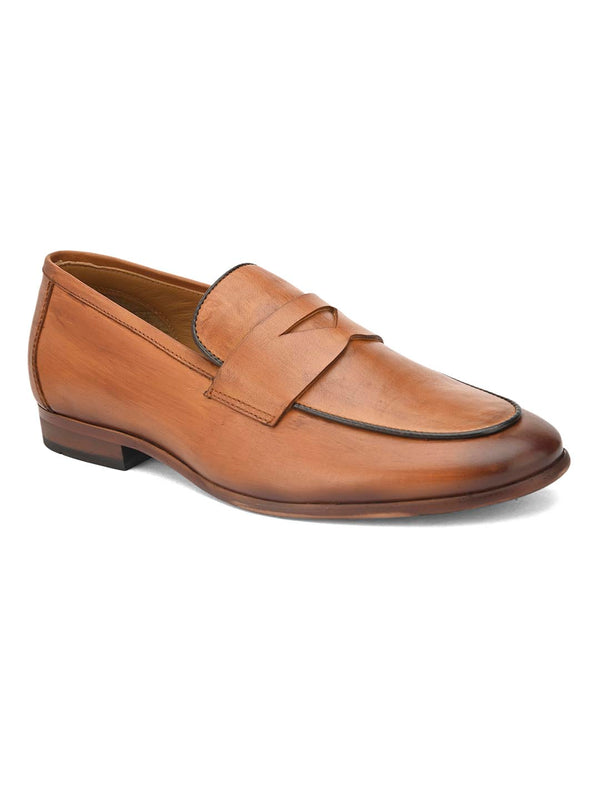 alberto torresi Alberto Torresi Genuine Leather Tan Loafers For Men