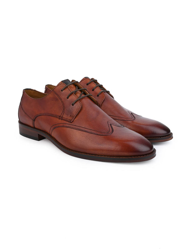 Alberto Torresi Alberto Torresi Genuine Leather Tan Navy Formal Derby Shoes