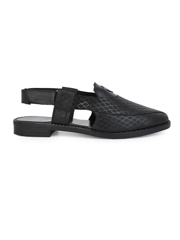 Alberto Torresi Alberto Torresi Genuine Leather Textured Peshawari Sandal With Padded Insole