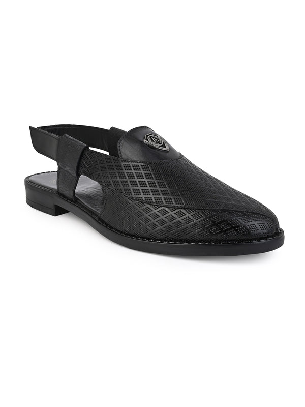Alberto Torresi Alberto Torresi Genuine Leather Textured Peshawari Sandal With Padded Insole