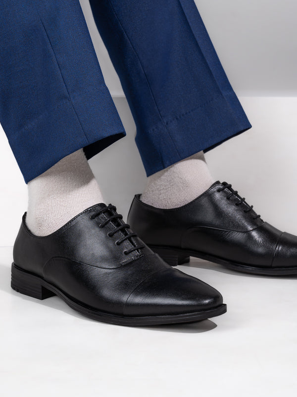 alberto torresi Alberto Torresi Genuine Leather Toe Cap Black Formal Shoes