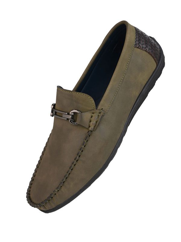 Alberto Torresi Alberto Torresi Green Nubuck With Mattel Accent Slip On Loaffers