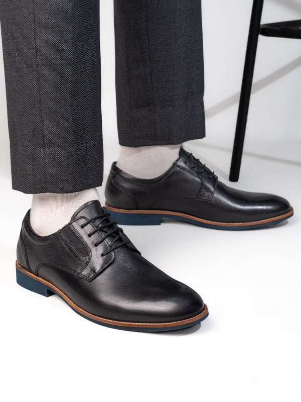 Alberto Torresi Alberto Torresi Horwik Series Black Crust Leather Plain Lace-up