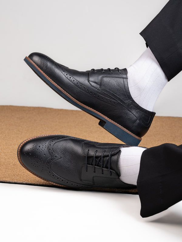 Alberto Torresi Alberto Torresi Horwik Series Black Mild Leather Brogue Shoe