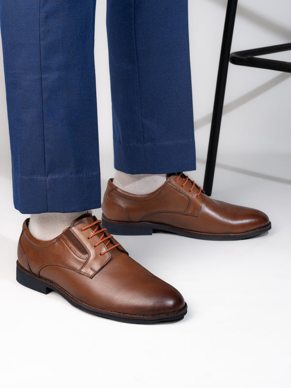 alberto torresi Alberto Torresi Horwik Series Tan Crust Leather Plain Lace-Up