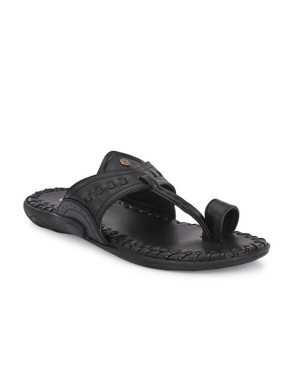 Alberto Torresi Alberto Torresi Men's Black Kolhapuri Thong Slipper