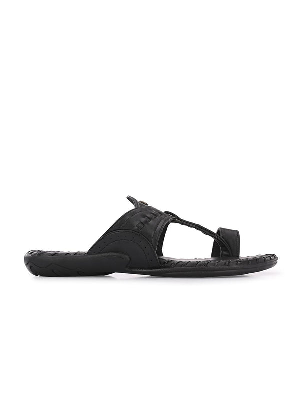 Alberto Torresi Alberto Torresi Men's Black Kolhapuri Thong Slipper