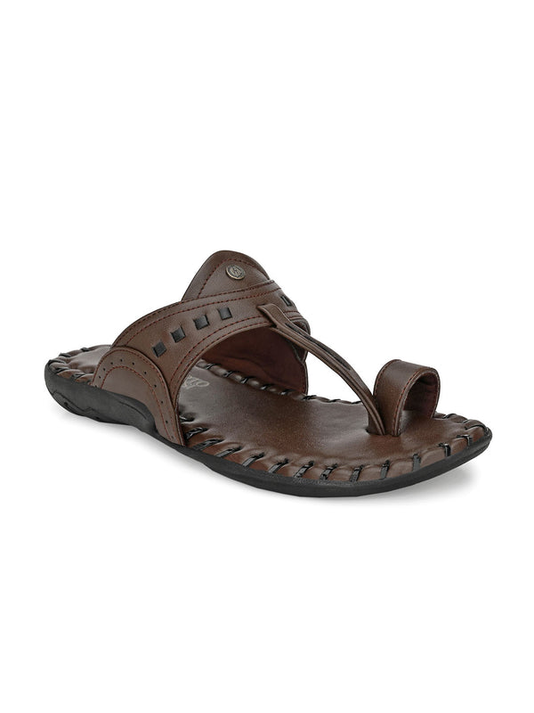 alberto torresi Alberto Torresi Men's Dark Brown Kolhapuri Thong Slipper