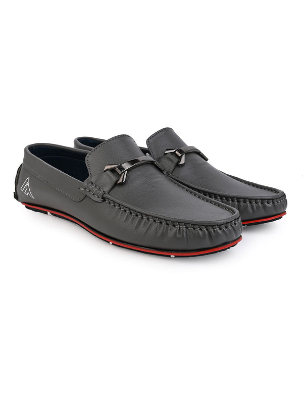 Alberto Torresi Alberto Torresi Men's Grey Loafers Stylish Synthetic Slip-On Shoes
