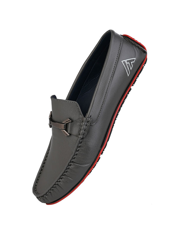 Alberto Torresi Alberto Torresi Men's Grey Loafers Stylish Synthetic Slip-On Shoes