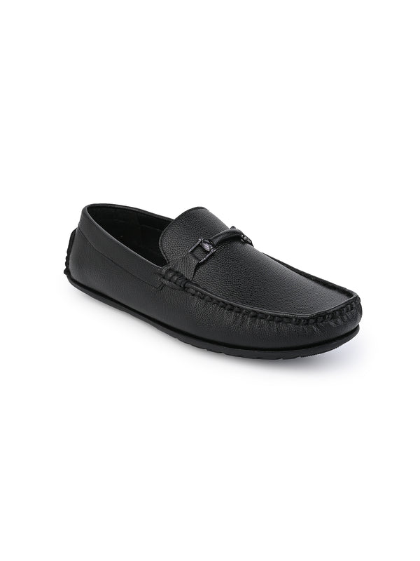 Alberto Torresi Alberto Torresi Mild Grained Synthetic Buckled Black Men's Loafer