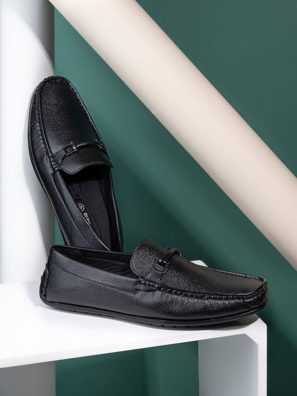 Alberto Torresi Alberto Torresi Mild Grained Synthetic Buckled Black Men's Loafer