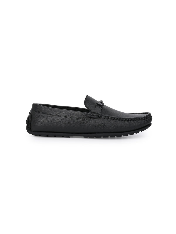 Alberto Torresi Alberto Torresi Mild Grained Synthetic Buckled Black Men's Loafer