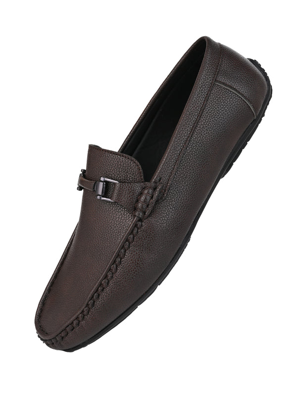 Alberto Torresi Alberto Torresi Mild Grained Synthetic Buckled Brown Men's Loafer