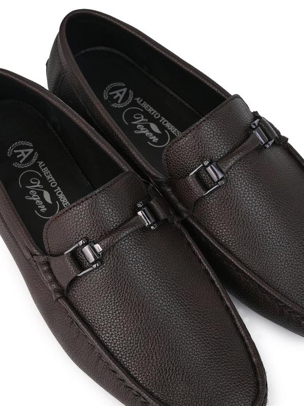 Alberto Torresi Alberto Torresi Mild Grained Synthetic Buckled Brown Men's Loafer