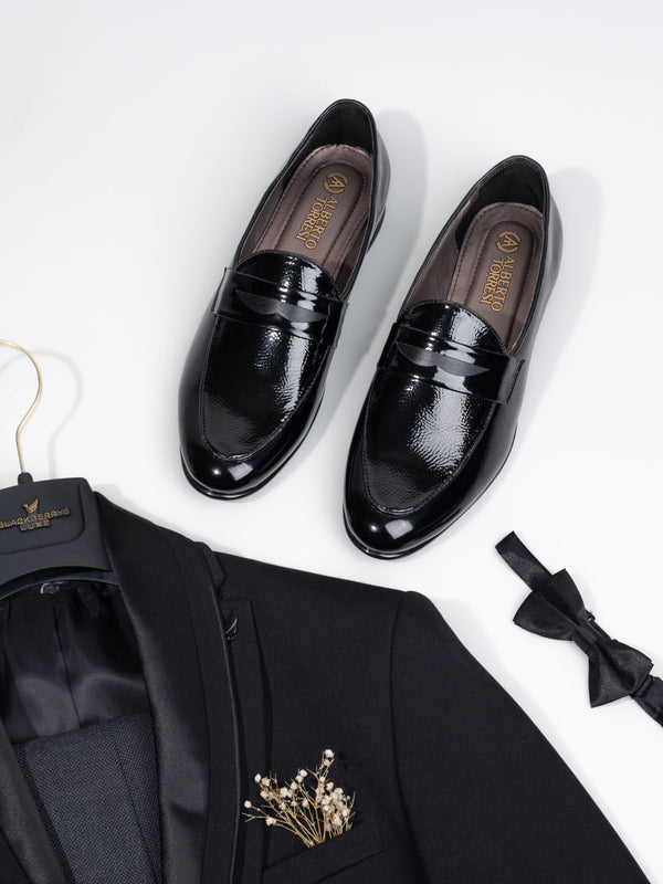 alberto torresi Alberto Torresi Nancy Penny Black Pattent Saddle Loaffer