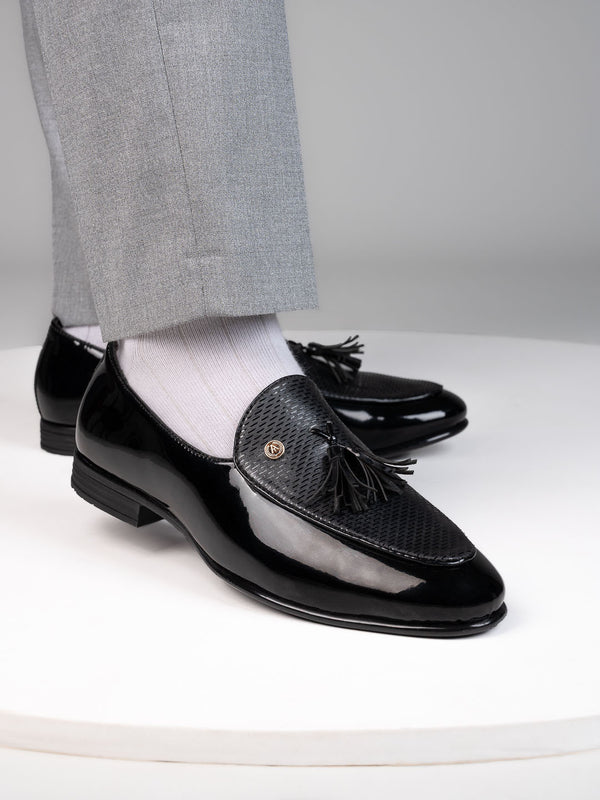 alberto torresi Alberto Torresi Nancy Penny Black Pattent Tassel Loafer