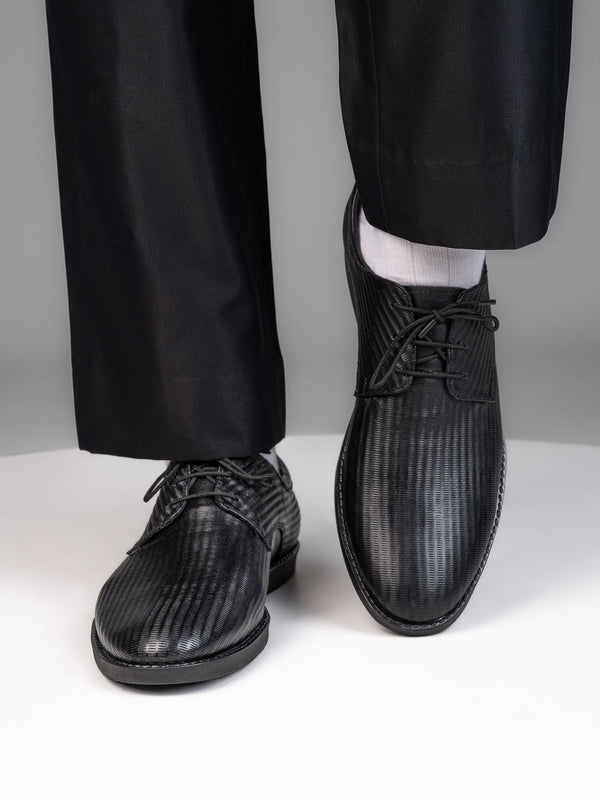 alberto torresi Alberto Torresi Textured Black Leather Office/ Dress Formal Derby Shoes