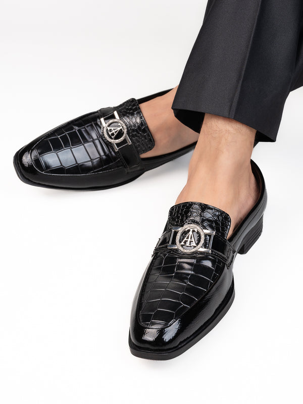 alberto torresi Alberto Torresi Wedding Black Patent Shoe With Metal Accent